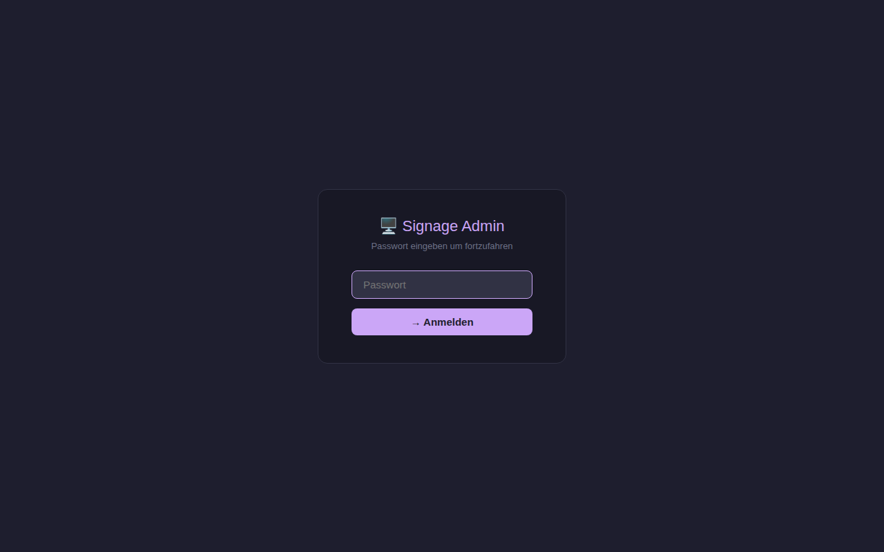 Login-Seite des Signage Editors